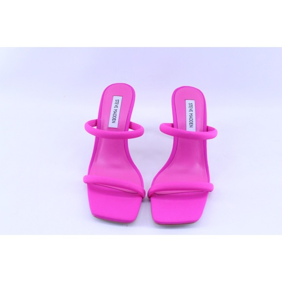 Steve Madden JOY Slide Sandals Hot Pink Tapered Heel Square Toe size 7.5M Barbie - Picture 3 of 7